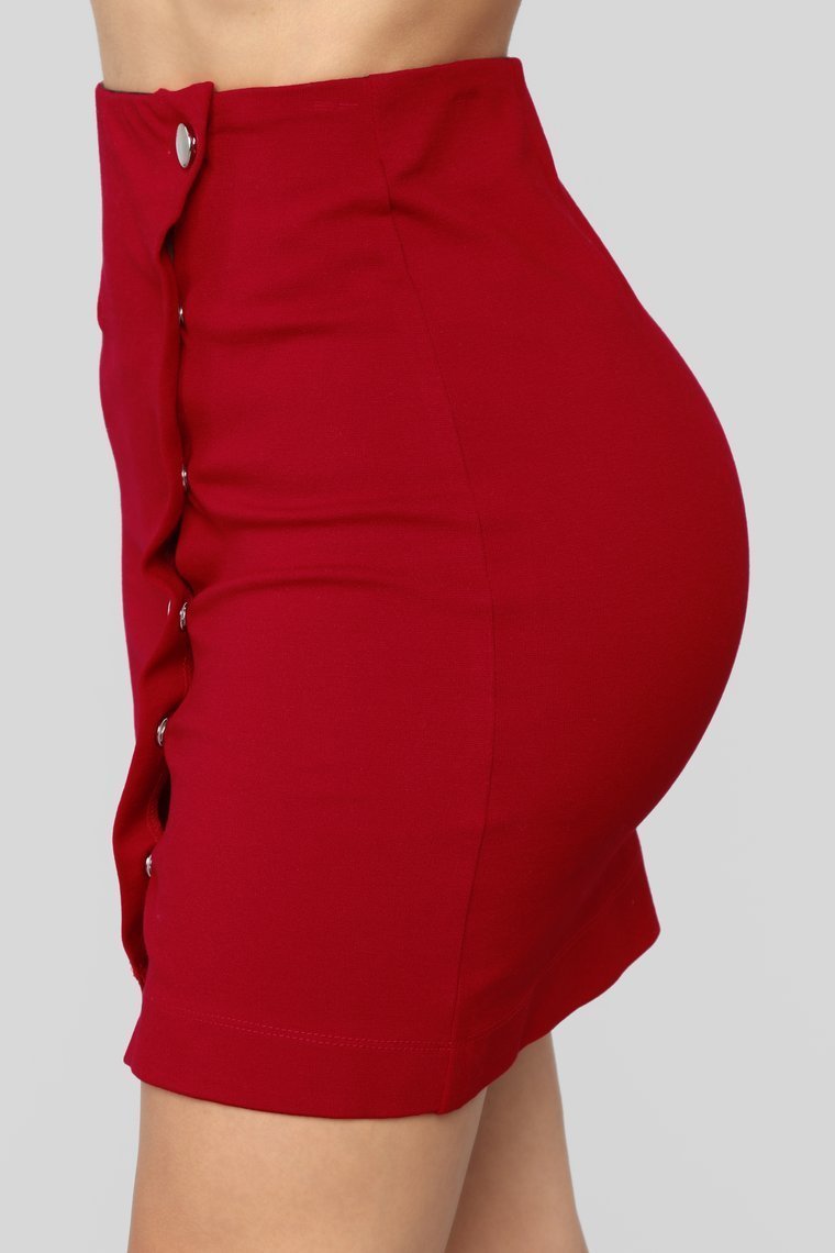 Lennon Snap Skirt - Red - jameswhite001