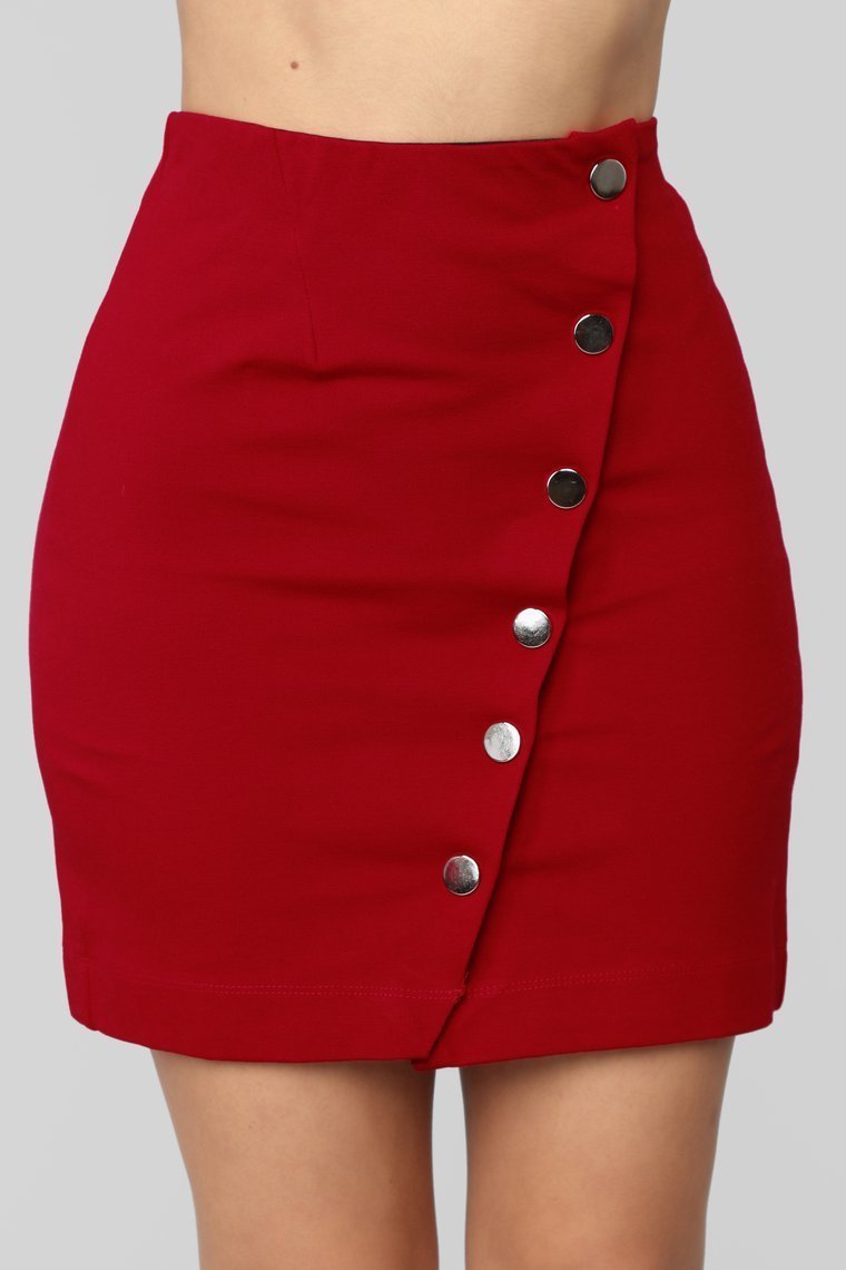 Lennon Snap Skirt - Red - jameswhite001