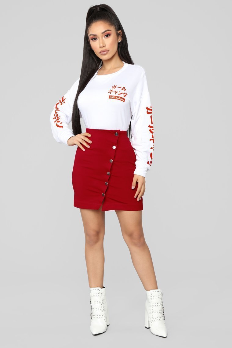 Lennon Snap Skirt - Red - jameswhite001
