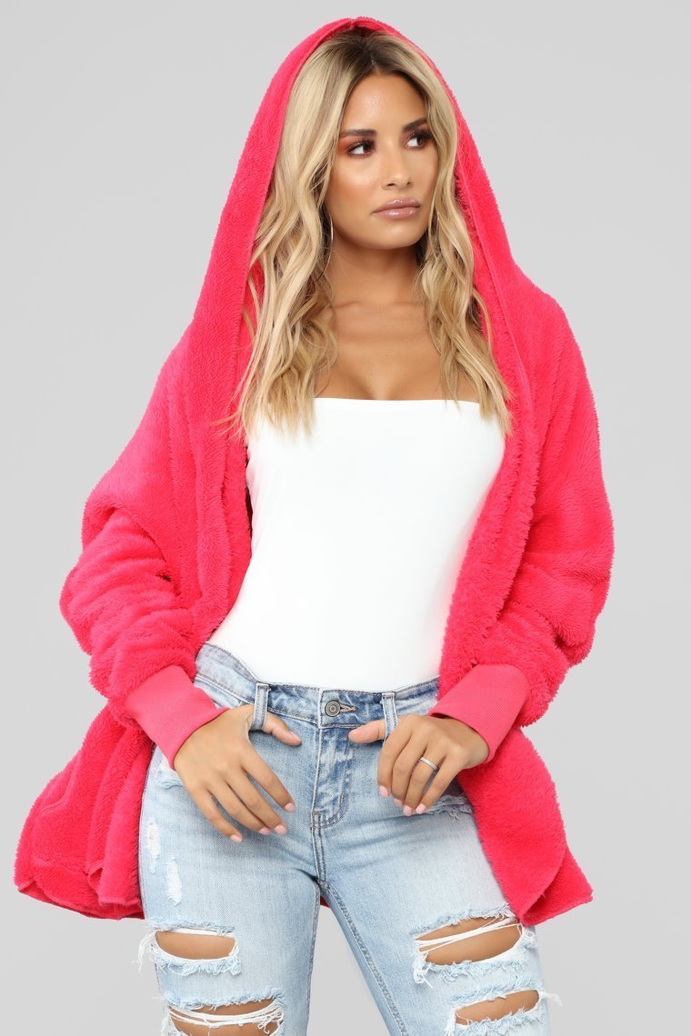Let's Get Cozy Oversized Coat - Fuchsia - jameswhite001