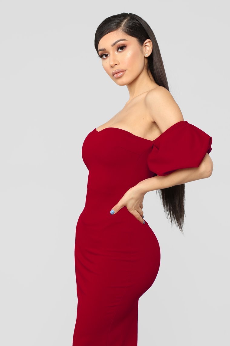 Let's Go Out Off Shoulder Dress - Red - jameswhite001