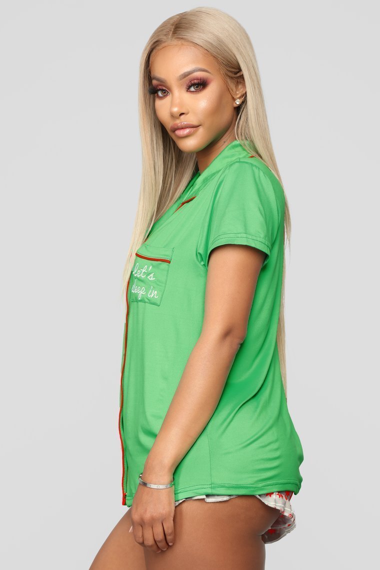 Let's Sleep In PJ Set - Green - jameswhite001