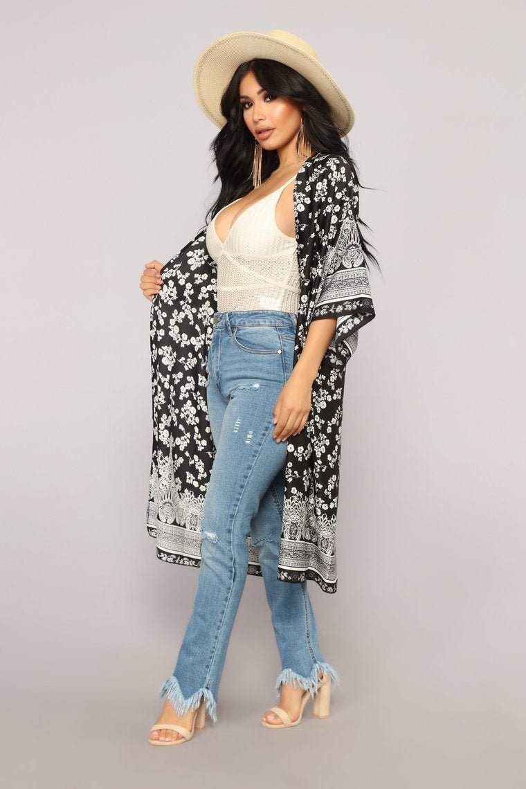 Let's Take A Stroll Kimono - Black - jameswhite001