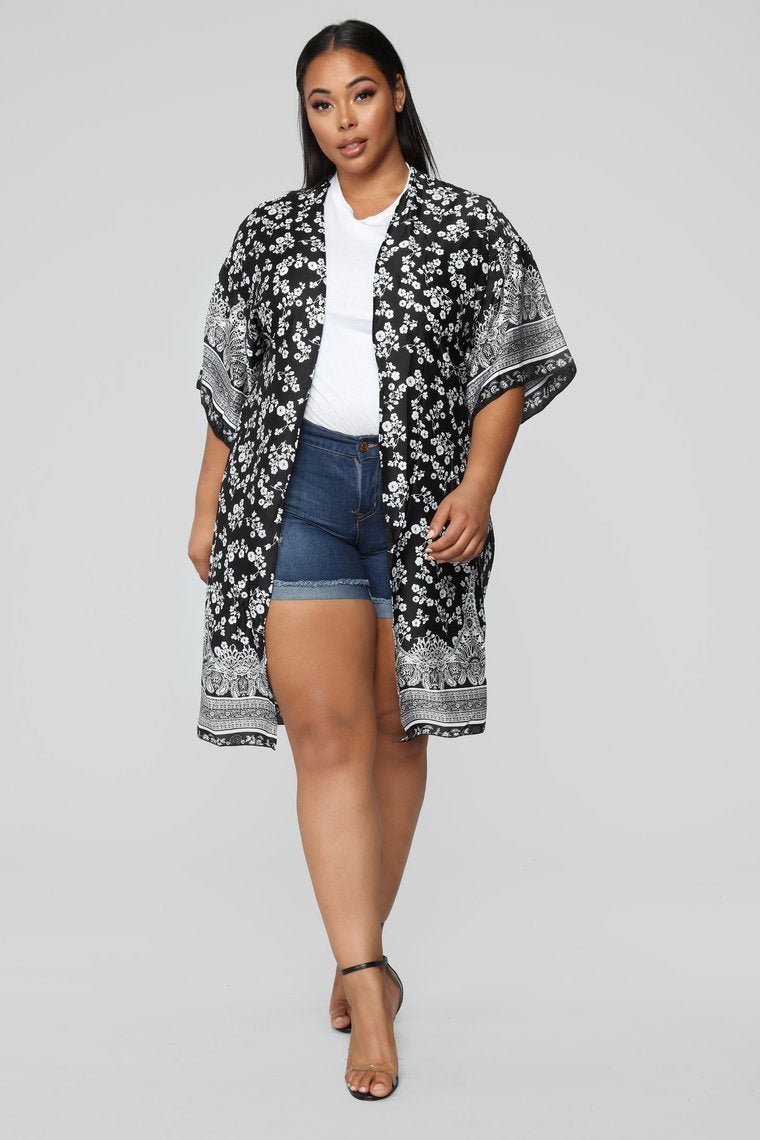 Let's Take A Stroll Kimono - Black - jameswhite001