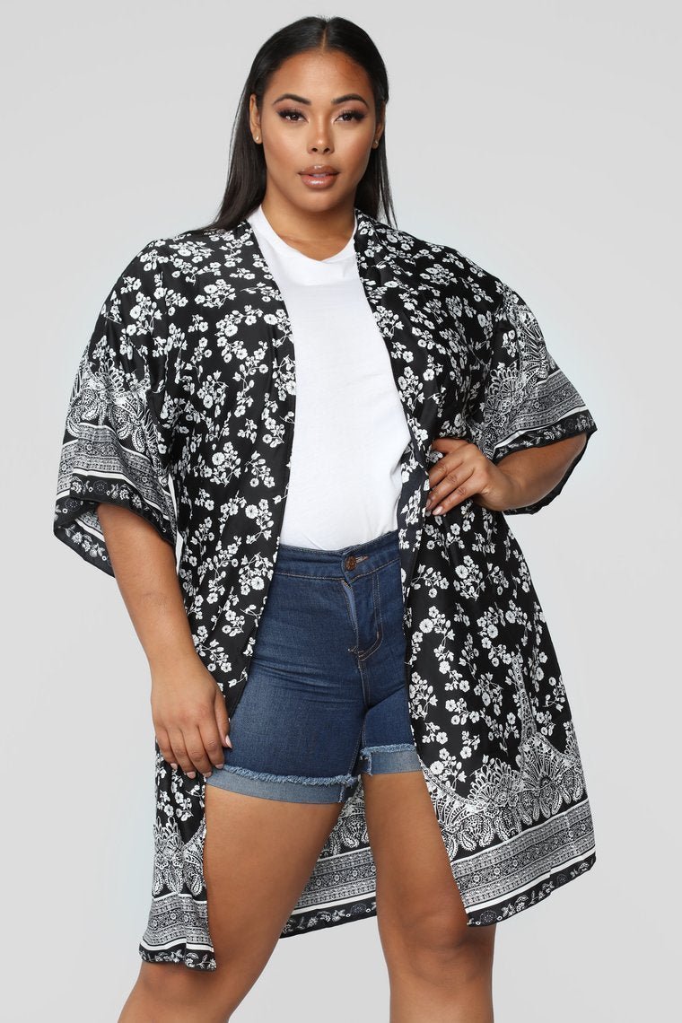 Let's Take A Stroll Kimono - Black - jameswhite001