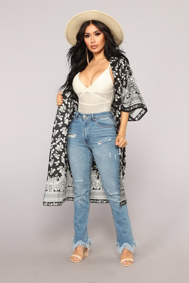 Let's Take A Stroll Kimono - Black - jameswhite001