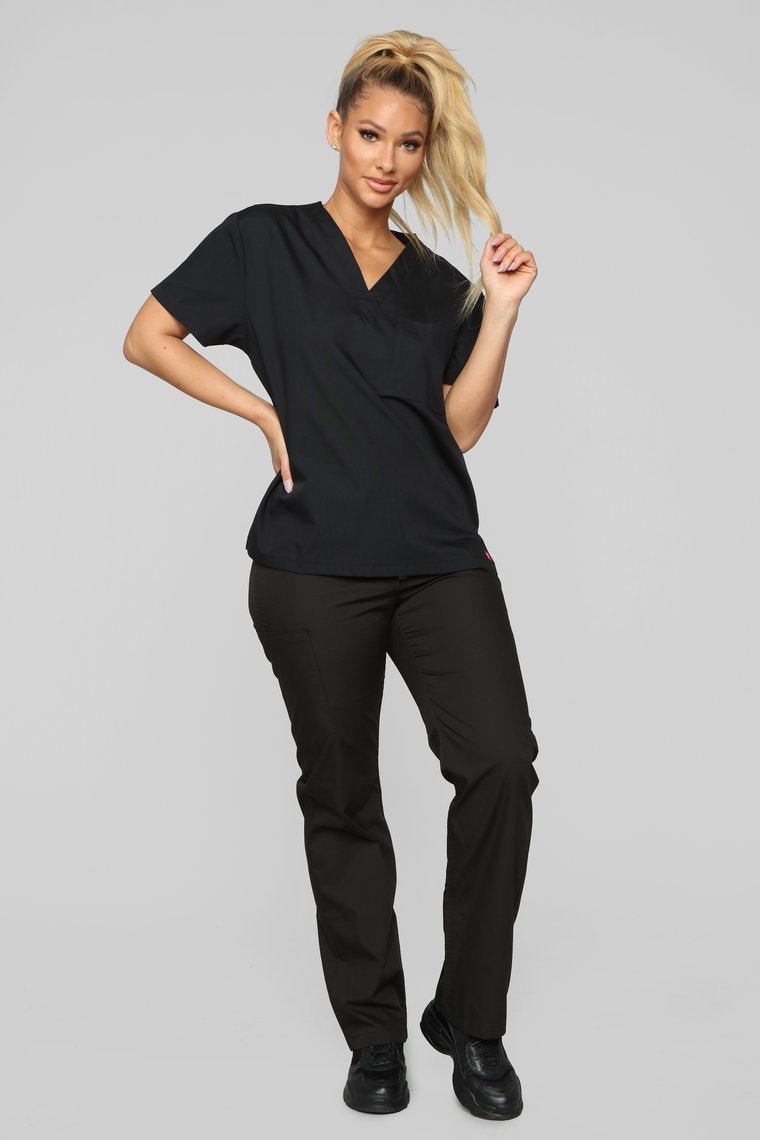 Life Saver V Neck Scrubs Top - Black - jameswhite001