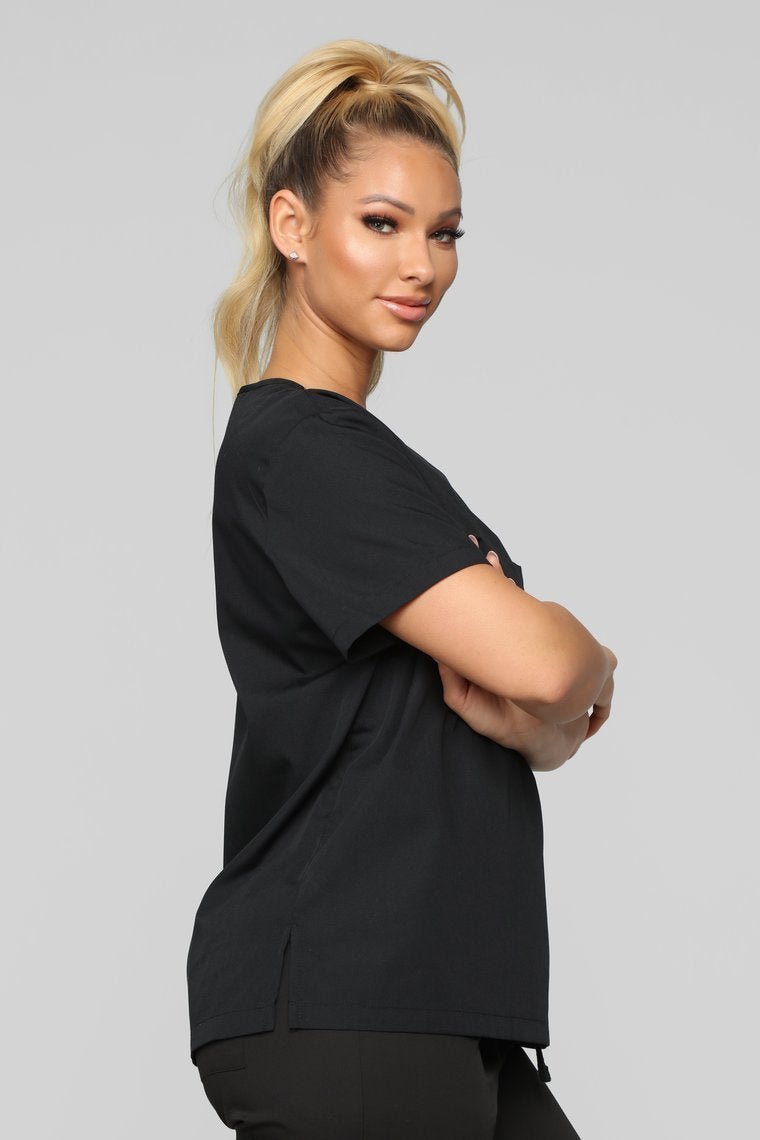 Life Saver V Neck Scrubs Top - Black - jameswhite001