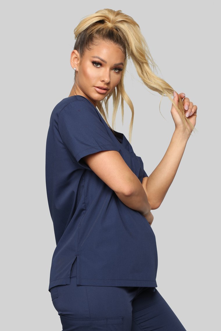 Life Saver V Neck Scrubs Top - Navy - jameswhite001