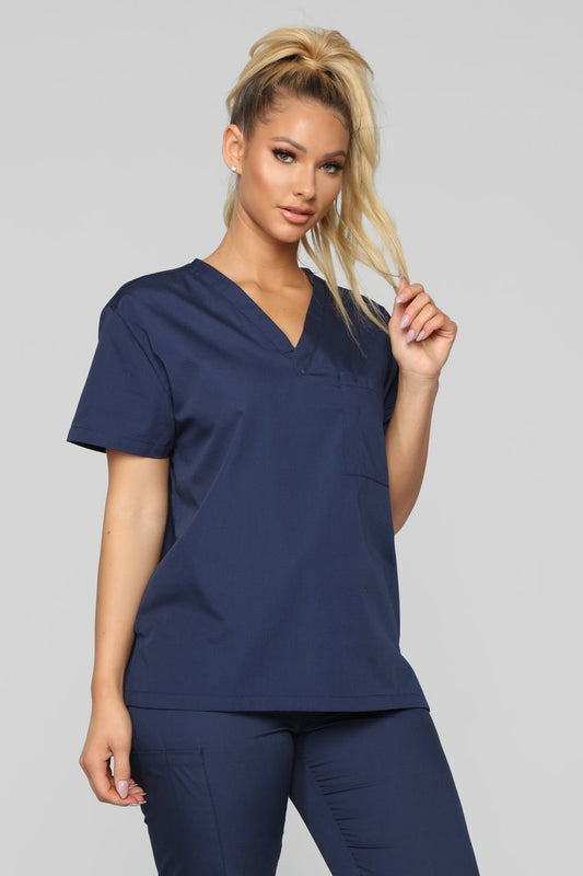 Life Saver V Neck Scrubs Top - Navy - jameswhite001