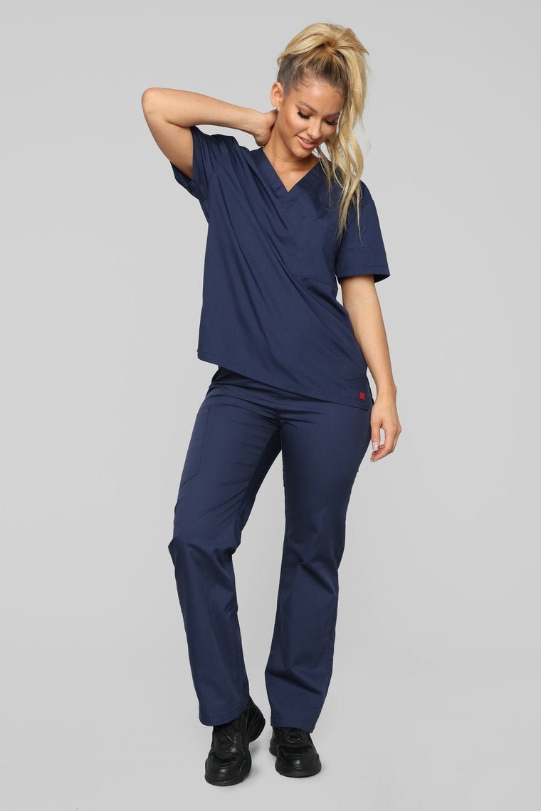 Life Saver V Neck Scrubs Top - Navy - jameswhite001
