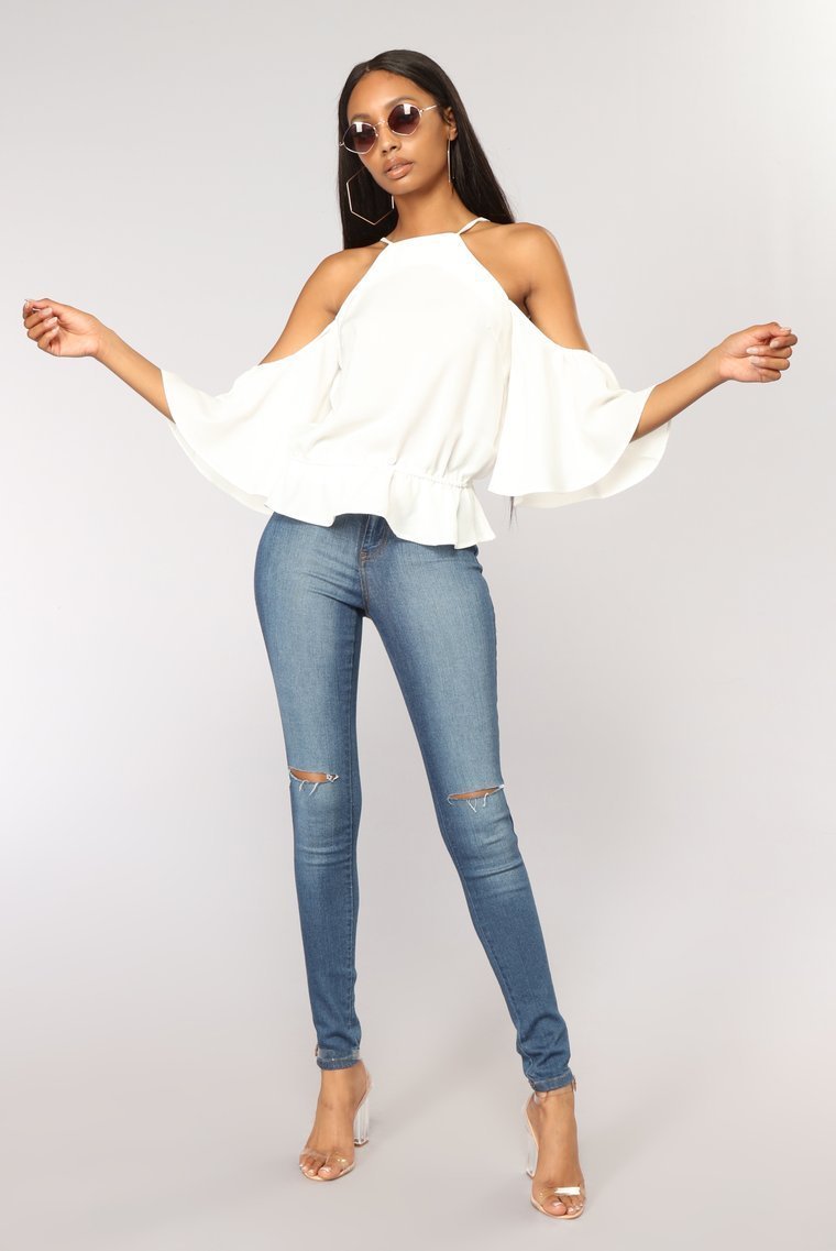 Like Always Cold Shoulder Top - Off White - jameswhite001