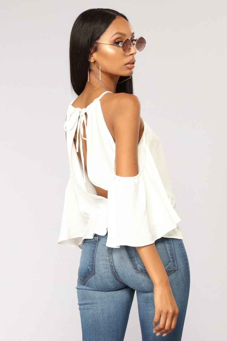 Like Always Cold Shoulder Top - Off White - jameswhite001