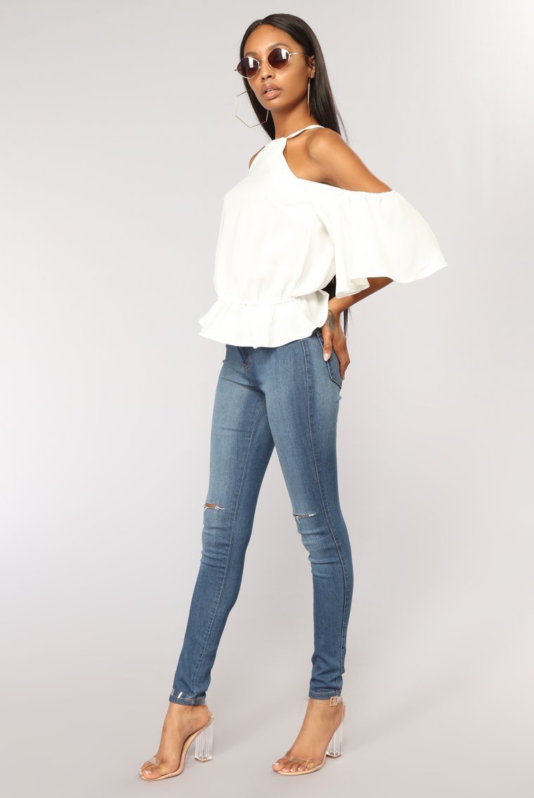 Like Always Cold Shoulder Top - Off White - jameswhite001