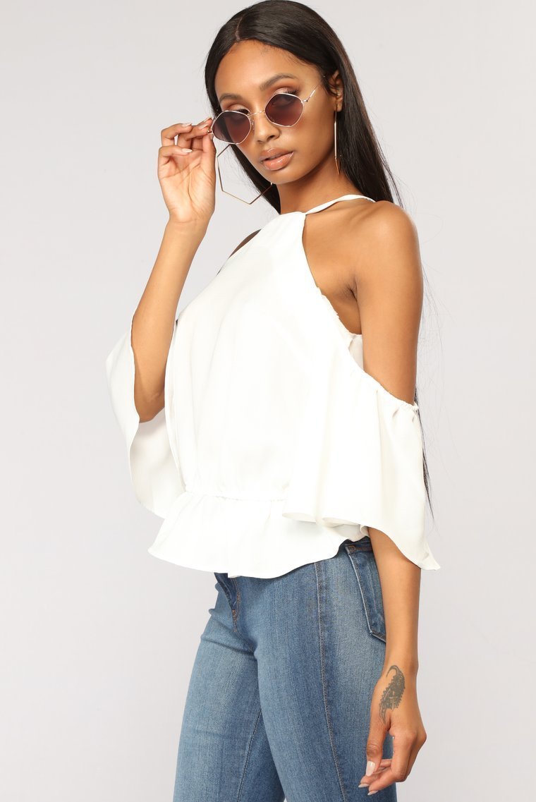 Like Always Cold Shoulder Top - Off White - jameswhite001