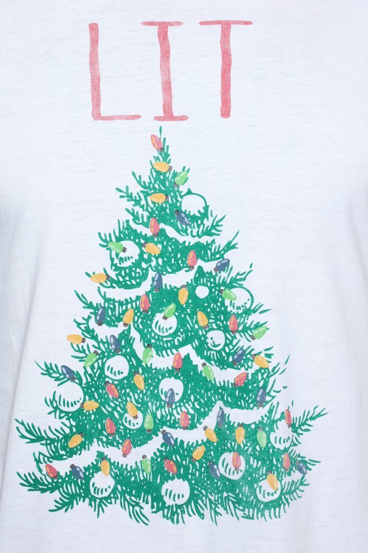 Lit Tree Short Sleeve Tee - White - jameswhite001