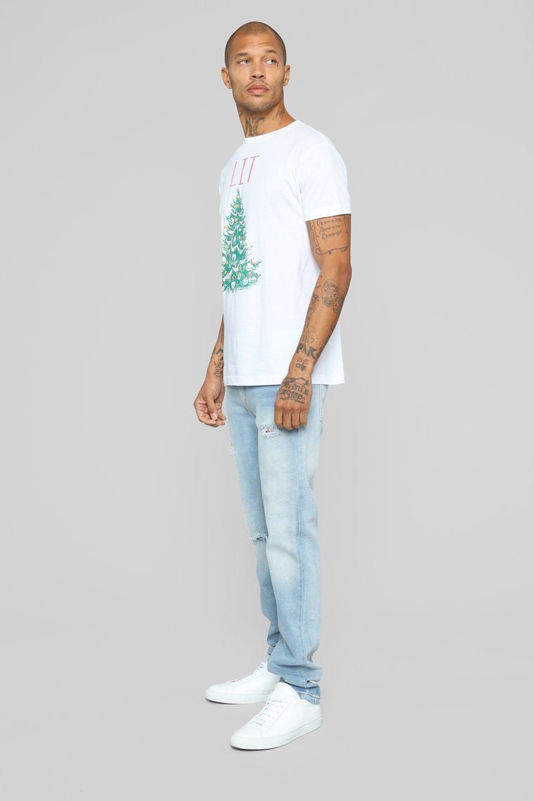 Lit Tree Short Sleeve Tee - White - jameswhite001