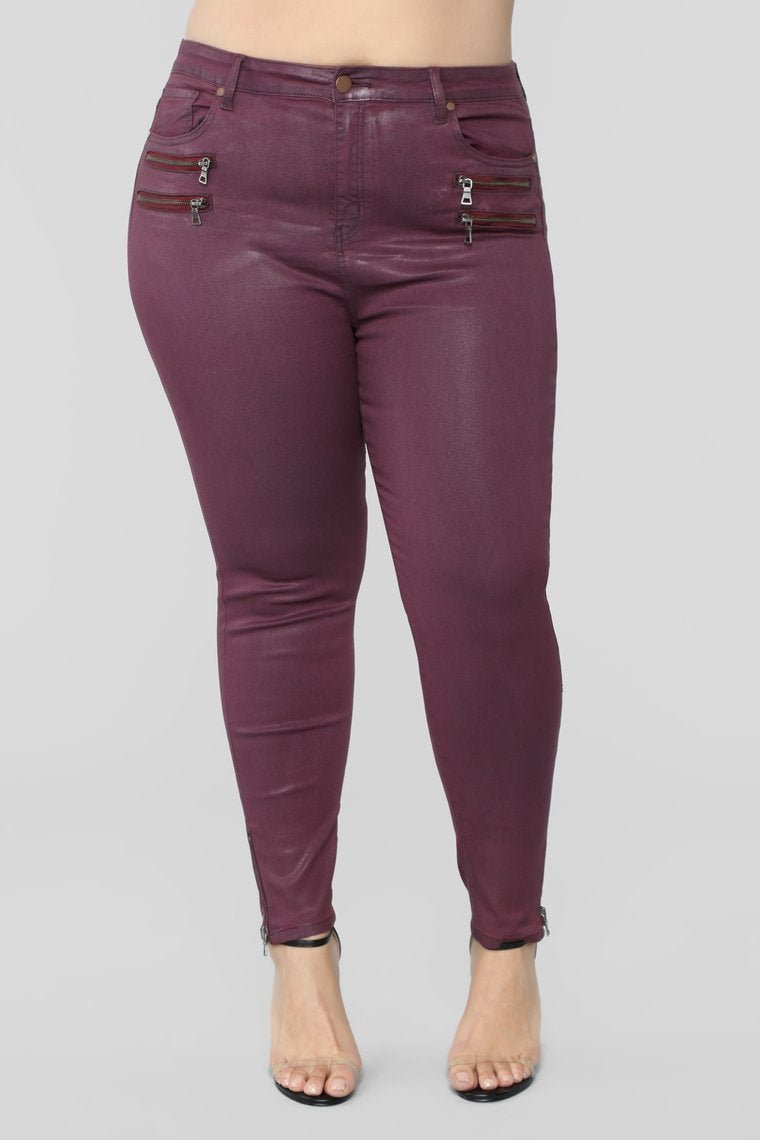 Lookin' Good High Rise Pants - Burgundy - jameswhite001