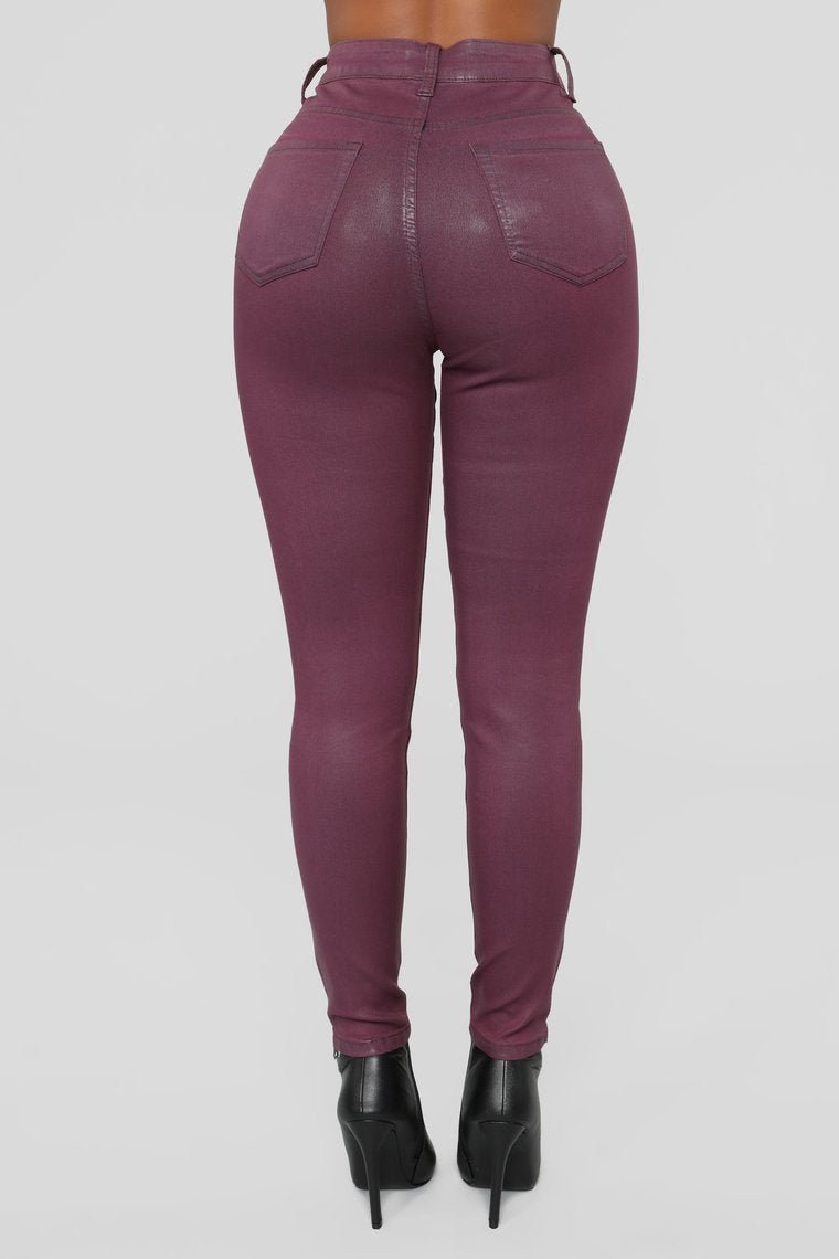 Lookin' Good High Rise Pants - Burgundy - jameswhite001