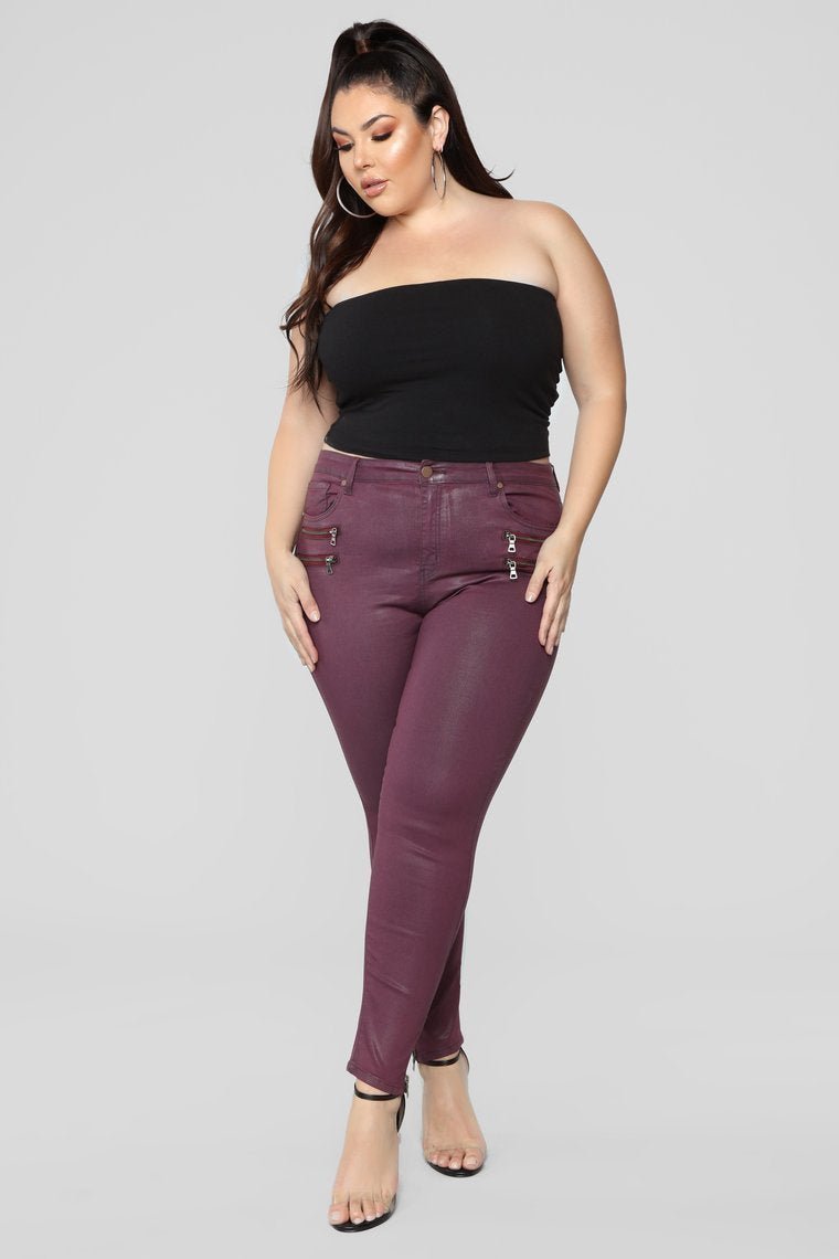 Lookin' Good High Rise Pants - Burgundy - jameswhite001
