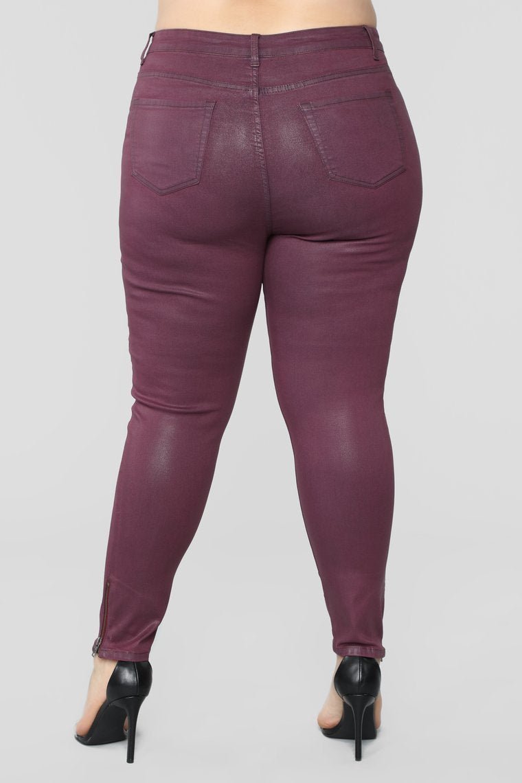 Lookin' Good High Rise Pants - Burgundy - jameswhite001