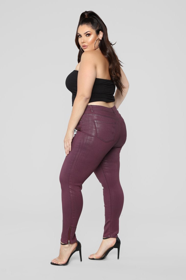 Lookin' Good High Rise Pants - Burgundy - jameswhite001