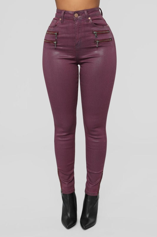 Lookin' Good High Rise Pants - Burgundy - jameswhite001