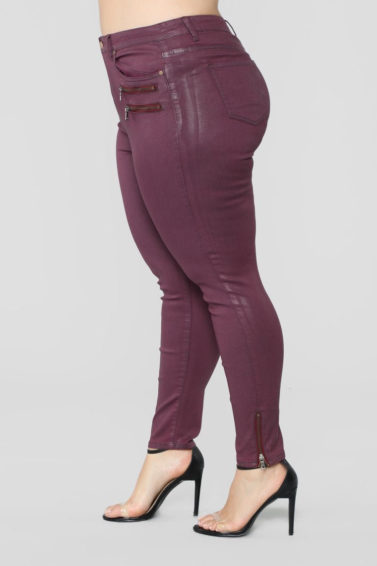 Lookin' Good High Rise Pants - Burgundy - jameswhite001