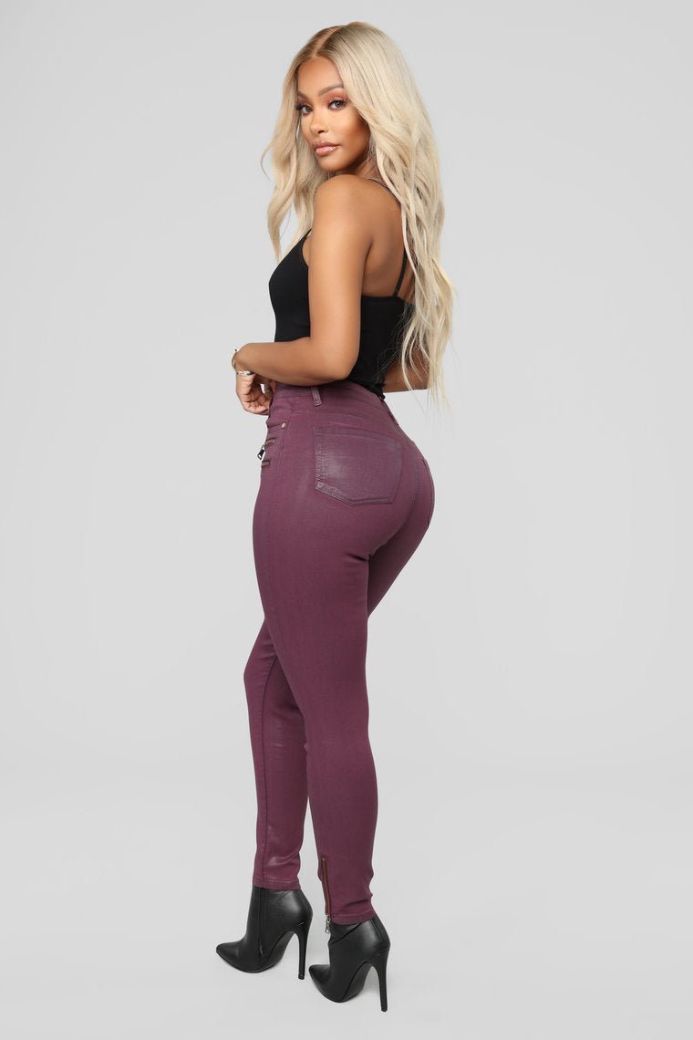 Lookin' Good High Rise Pants - Burgundy - jameswhite001
