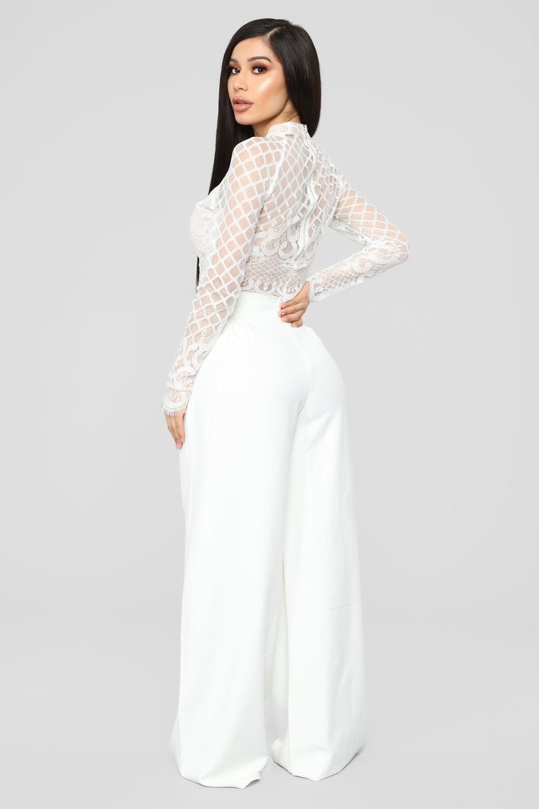 Looking Like A Lady Pant Set - Ivory - jameswhite001