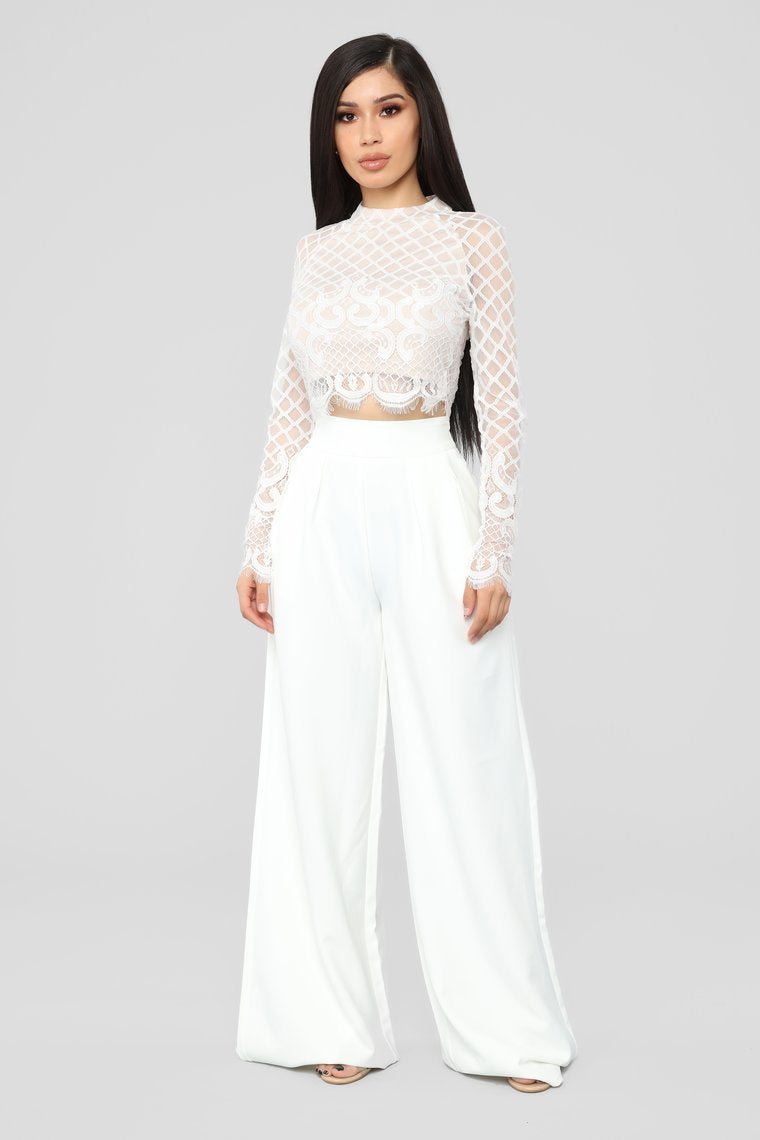 Looking Like A Lady Pant Set - Ivory - jameswhite001