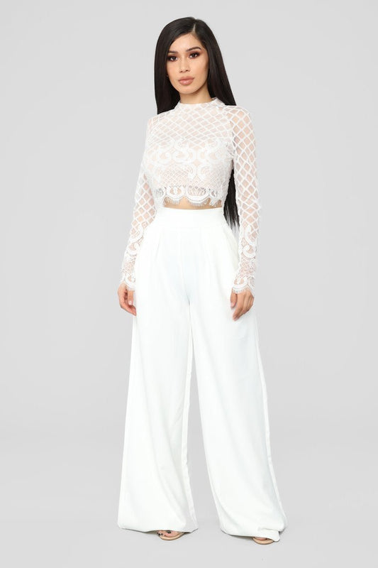 Looking Like A Lady Pant Set - Ivory - jameswhite001
