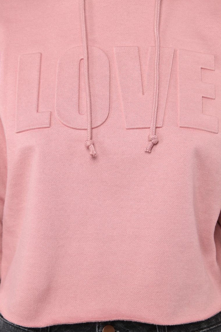 Love Embossed Hoodie - Rose - jameswhite001