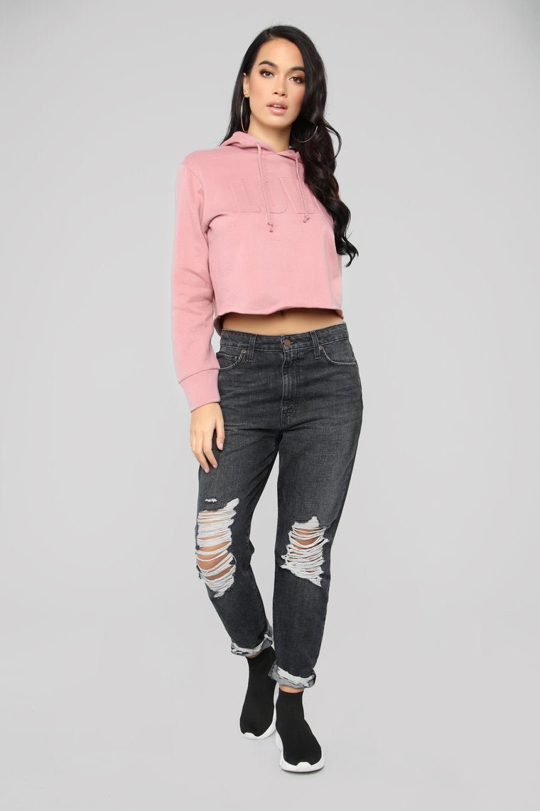 Love Embossed Hoodie - Rose - jameswhite001