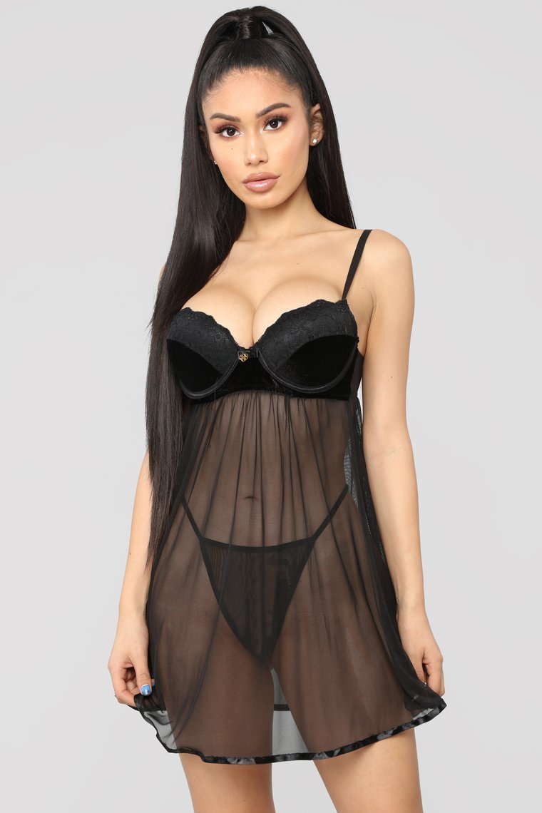 Love You Forever Baby Doll 2 Piece Set - Black - jameswhite001