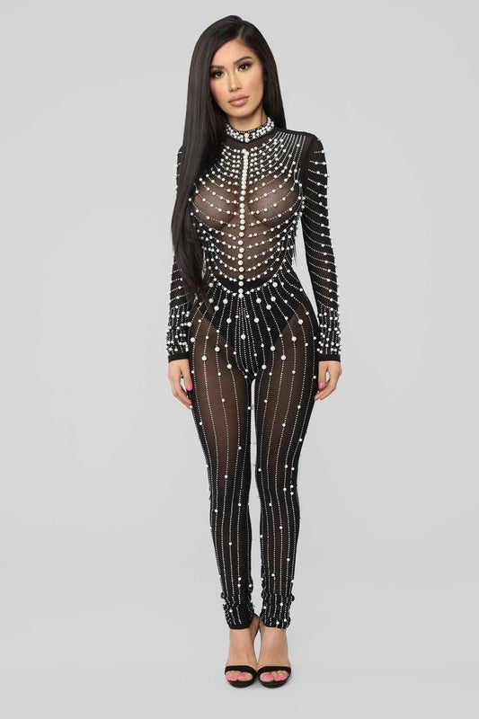 Made Of Pearls Jumpsuit - Black - jameswhite001
