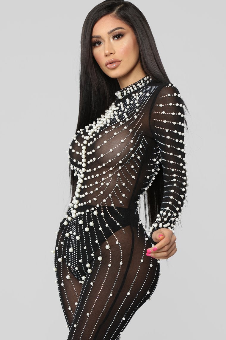 Made Of Pearls Jumpsuit - Black - jameswhite001