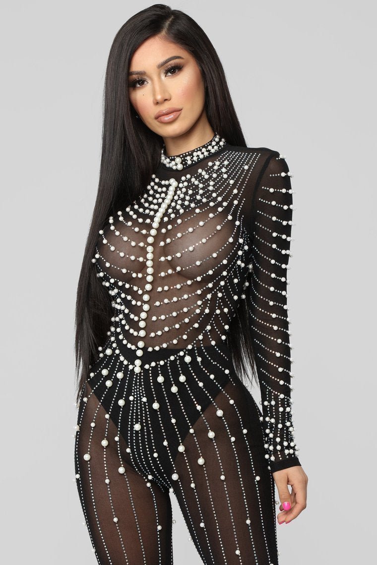 Made Of Pearls Jumpsuit - Black - jameswhite001