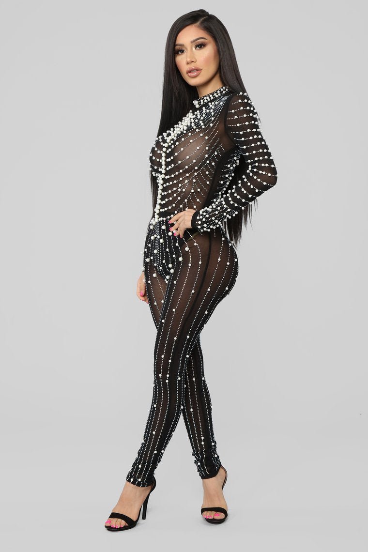 Made Of Pearls Jumpsuit - Black - jameswhite001