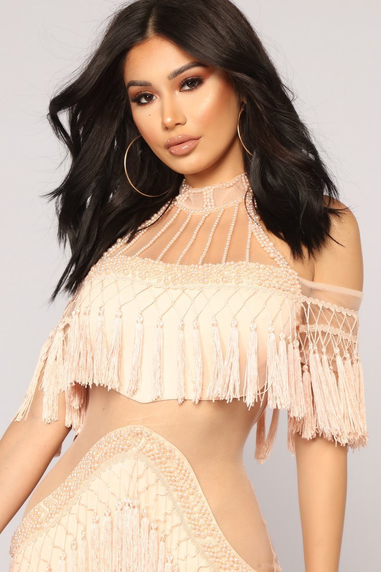 Main Attraction Fringe Dress - Rose Gold - jameswhite001