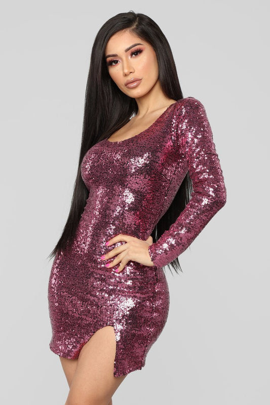 Make It Love Sequin Dress - Pink - jameswhite001