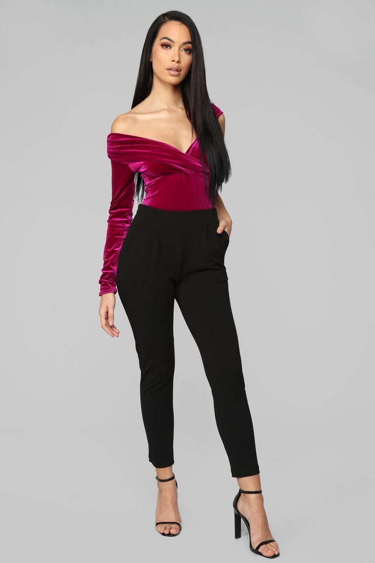 Making Headlines Velvet Bodysuit - Purple - jameswhite001