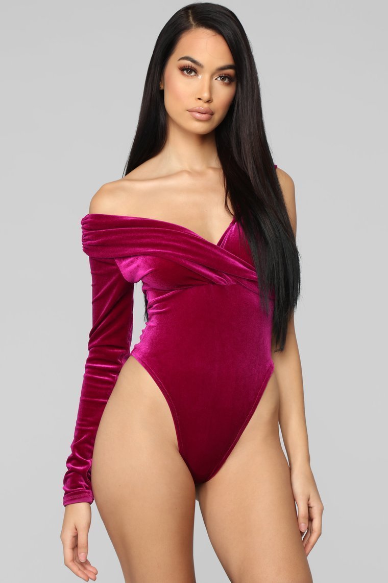 Making Headlines Velvet Bodysuit - Purple - jameswhite001