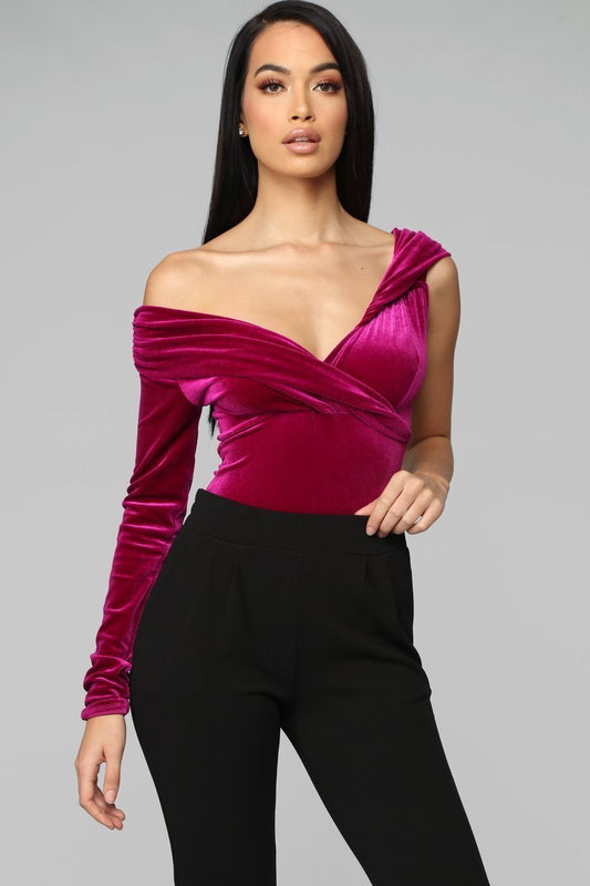 Making Headlines Velvet Bodysuit - Purple - jameswhite001