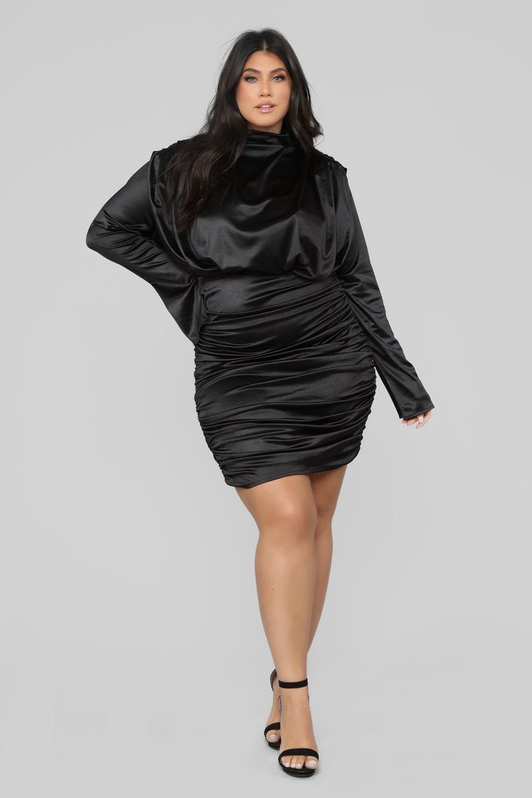 Making My Moves Ruched Dress - Black - jameswhite001