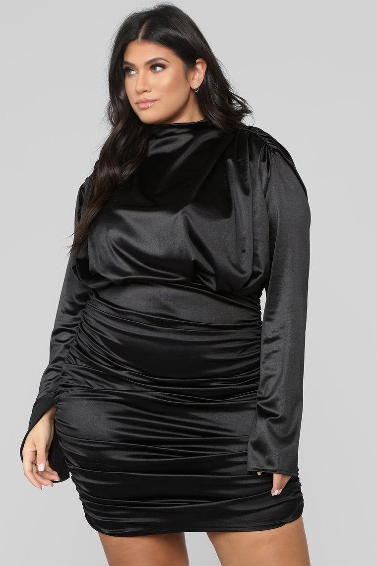 Making My Moves Ruched Dress - Black - jameswhite001