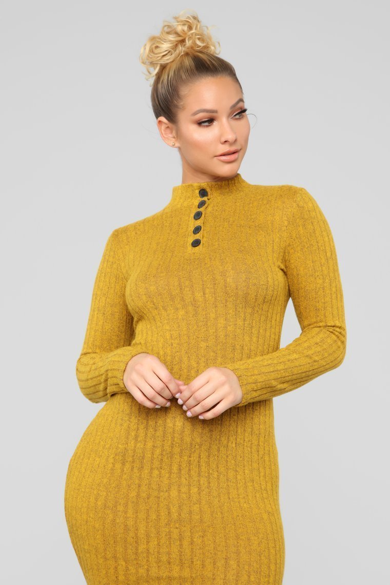 Marlen Midi Dress - Mustard - jameswhite001