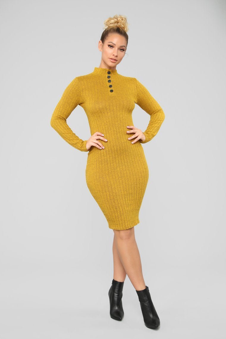 Marlen Midi Dress - Mustard - jameswhite001