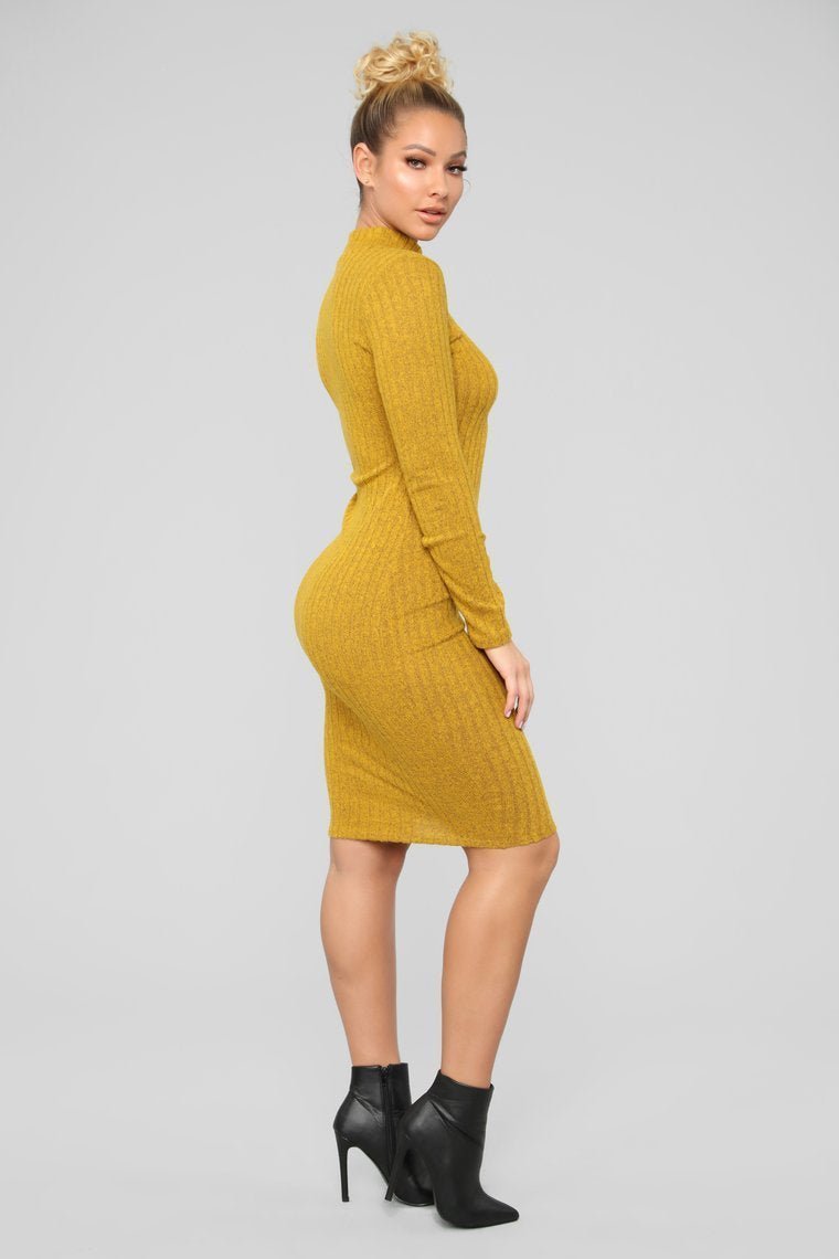 Marlen Midi Dress - Mustard - jameswhite001