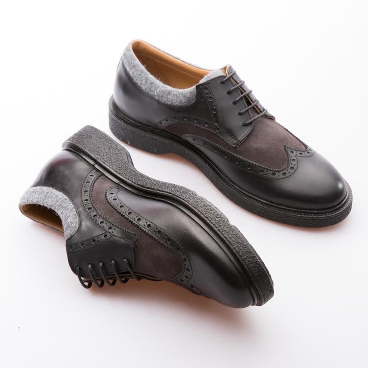 MATTEO - BLACK & ANTHRACITE - CALF SUEDE & LEATHER - jameswhite001